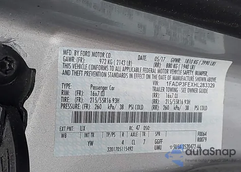 2017 Ford Focus Se из США, поврежденный, VIN 1FADP3FEXHL283329